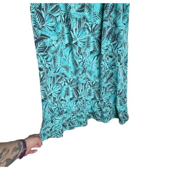 Vintage Anthony Richard Mumu Hawaiian Large Pockets Blue Gray Ferns Ruffle Hem - Picture 4 of 9